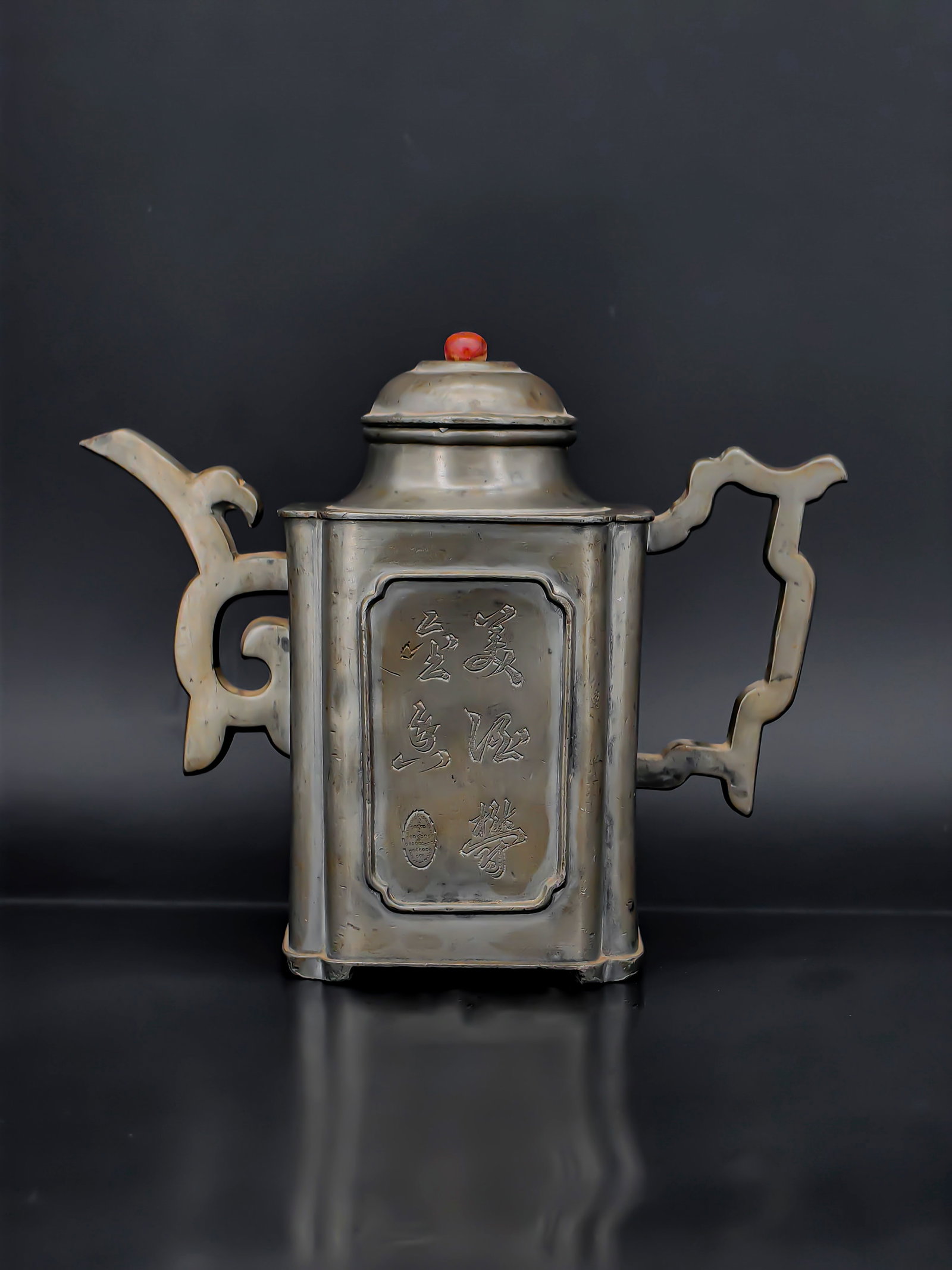 An Antique White Copper Teapot - 2