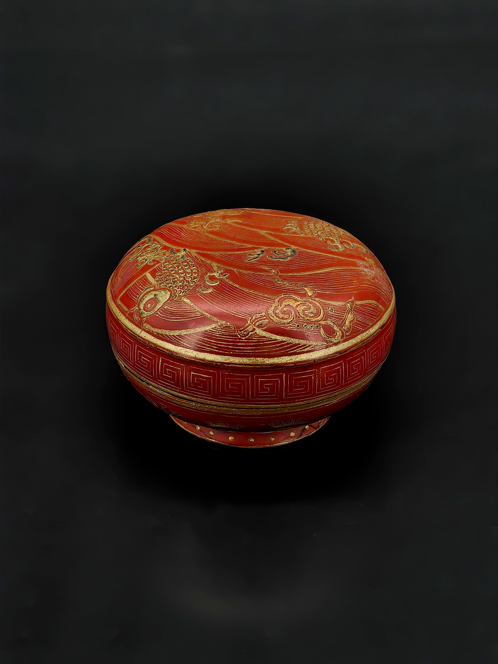 A Cinnabar Lacquer Covered Box, Qing Dynasty (1 of 7)