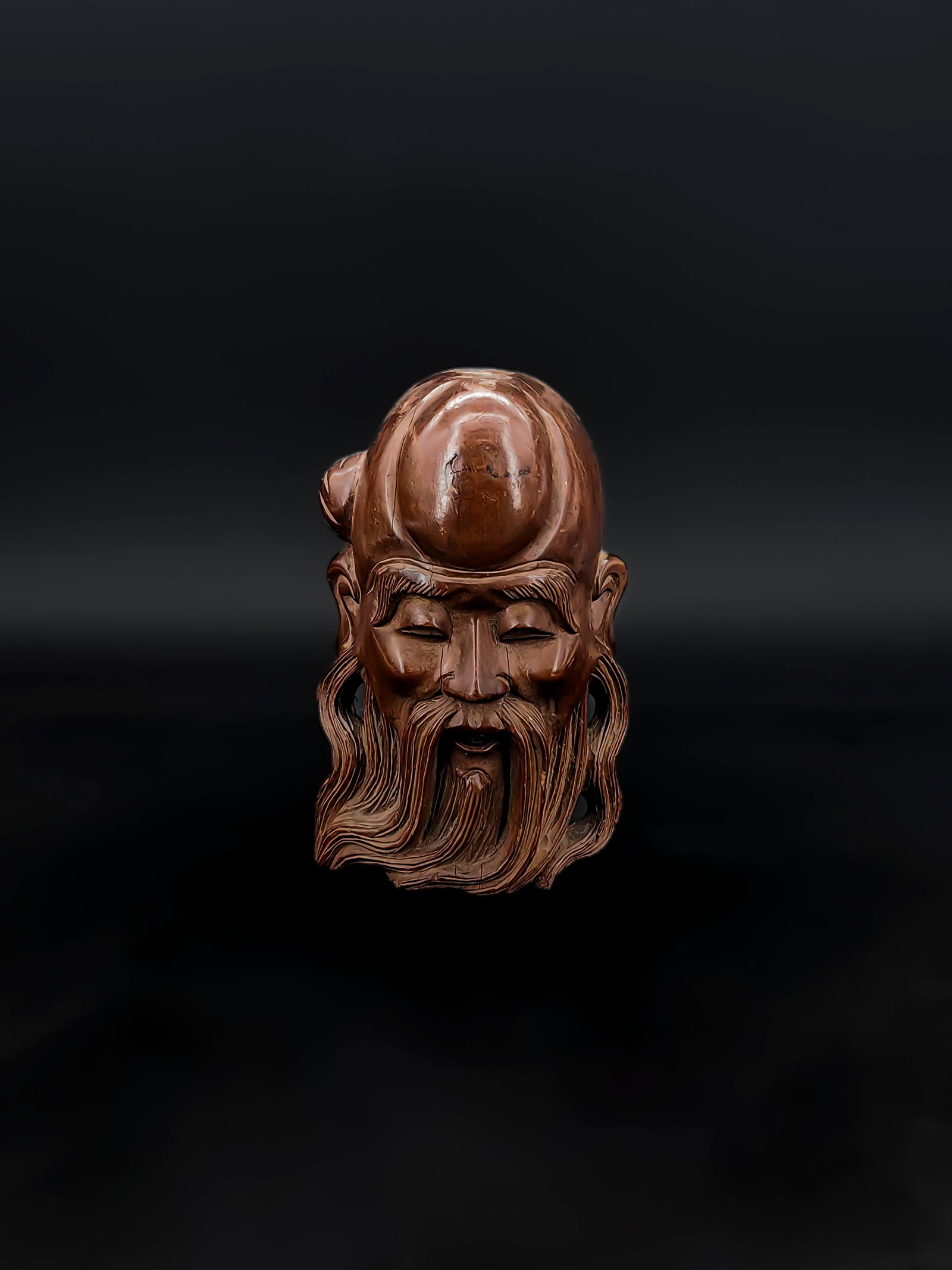Bamboo Root Carving of Shouxing (God of Longevity) Head,Qing Dynasty (1 of 7)