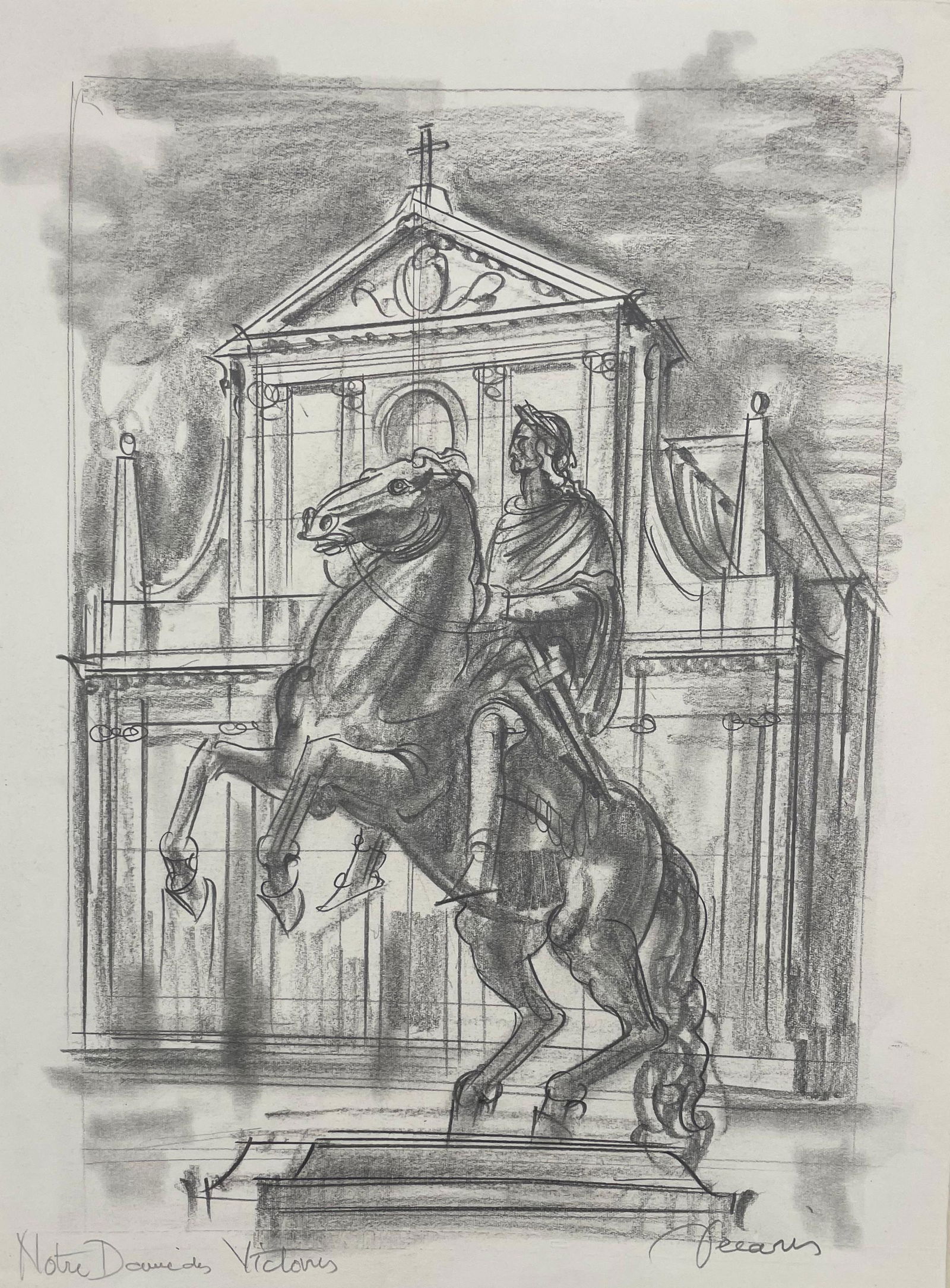 GAULLE (Charles de).: Le Fil de l'epee. Paris, Marcel Lubineau, 1963. In-4, en feuilles, non rogne, emboitage. Edition illustree de 20 compositions en noir d'Albert Decaris, dont 5 en double page. Tirage a 475 exemplaires