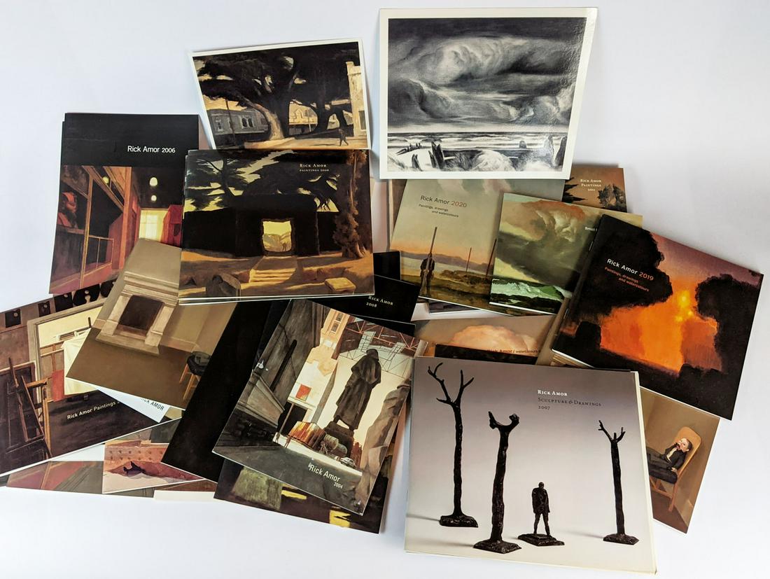 [AUSTRALIAN ART] Rick Amor: Lot of 28 Rick Amor catalogues. Includes several print invitations. Fine to Near Fine Condition.