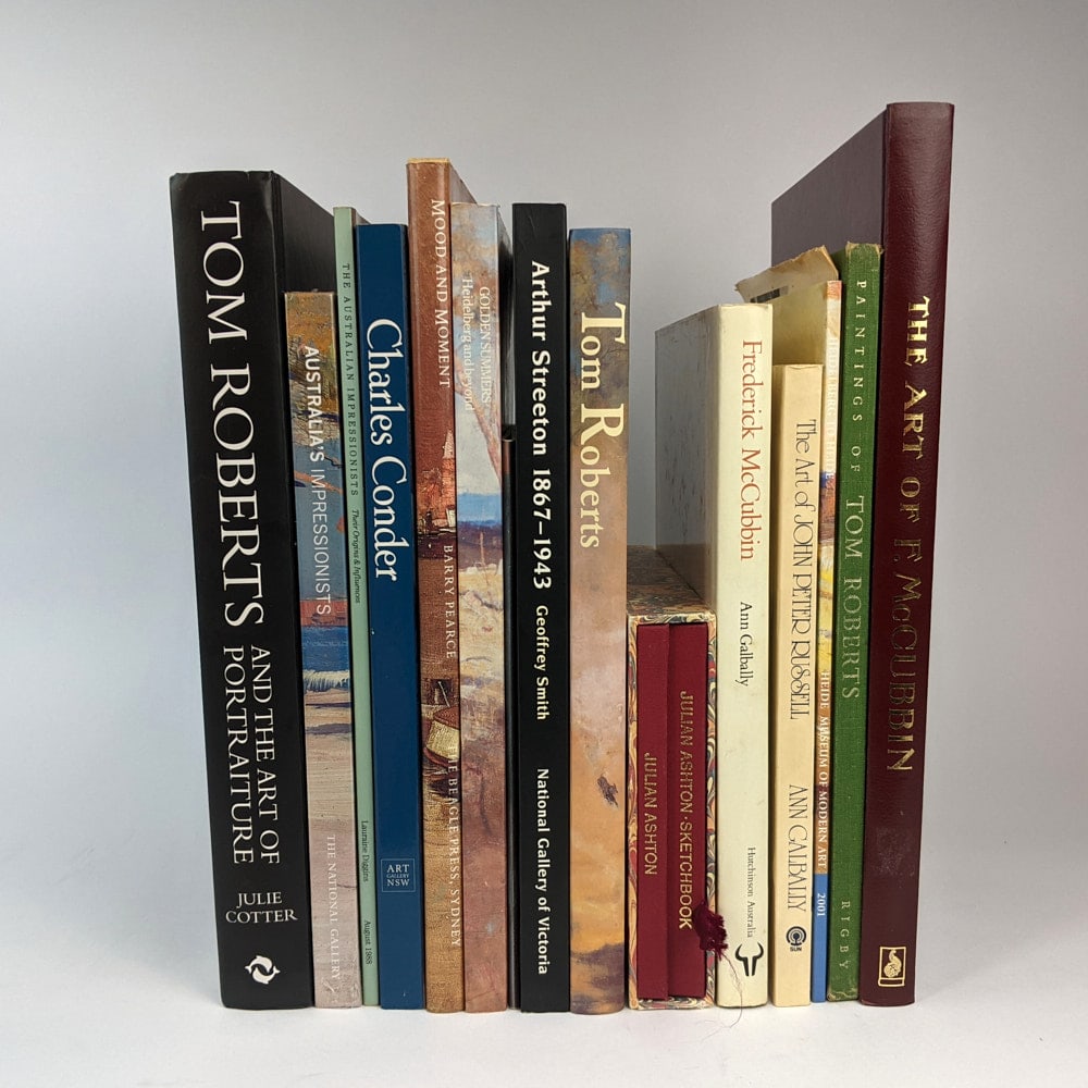 [AUSTRALIAN ART] 20th Century: Shelf lot of 15 Australian art monographs and catalogues. 1. The Art of F. McCubbin (Facsimile Edition)2. Tom Roberts and the Art of Portraiture by Julie Cotter3. The National Gallery: Australia's Imp