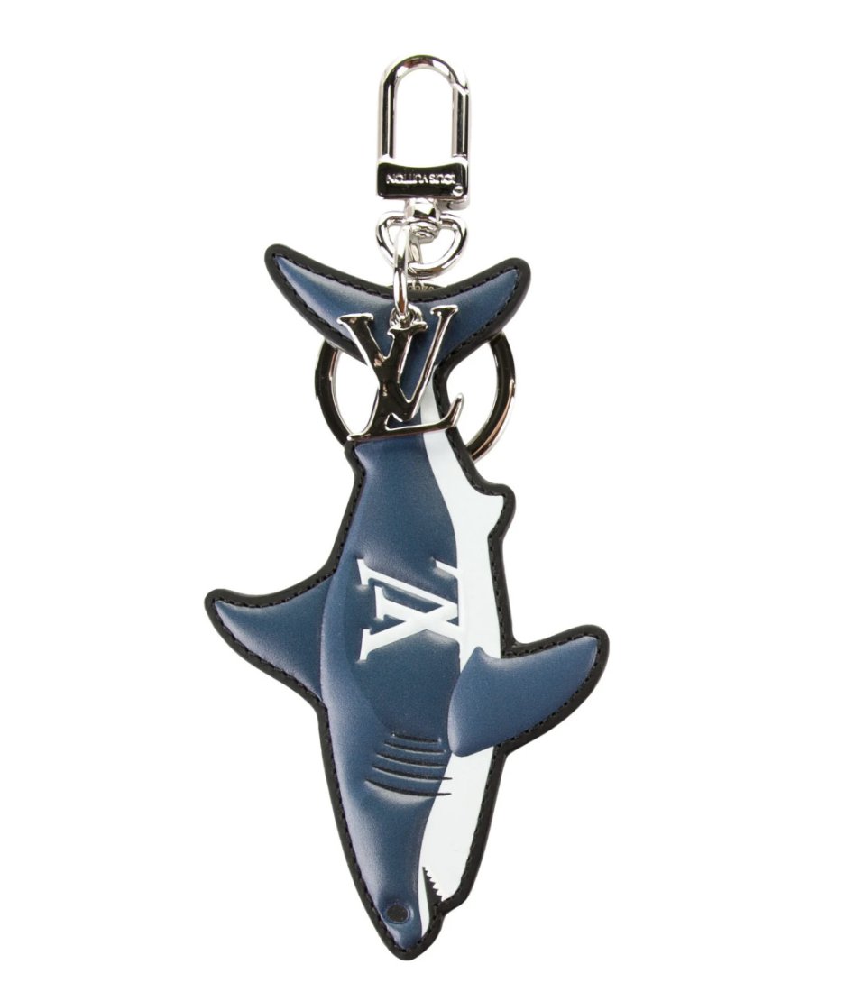 Louis Vuitton Porte Cles Monogram Eclipse Shark Key Ring Bag Charm Navy (1 of 2)