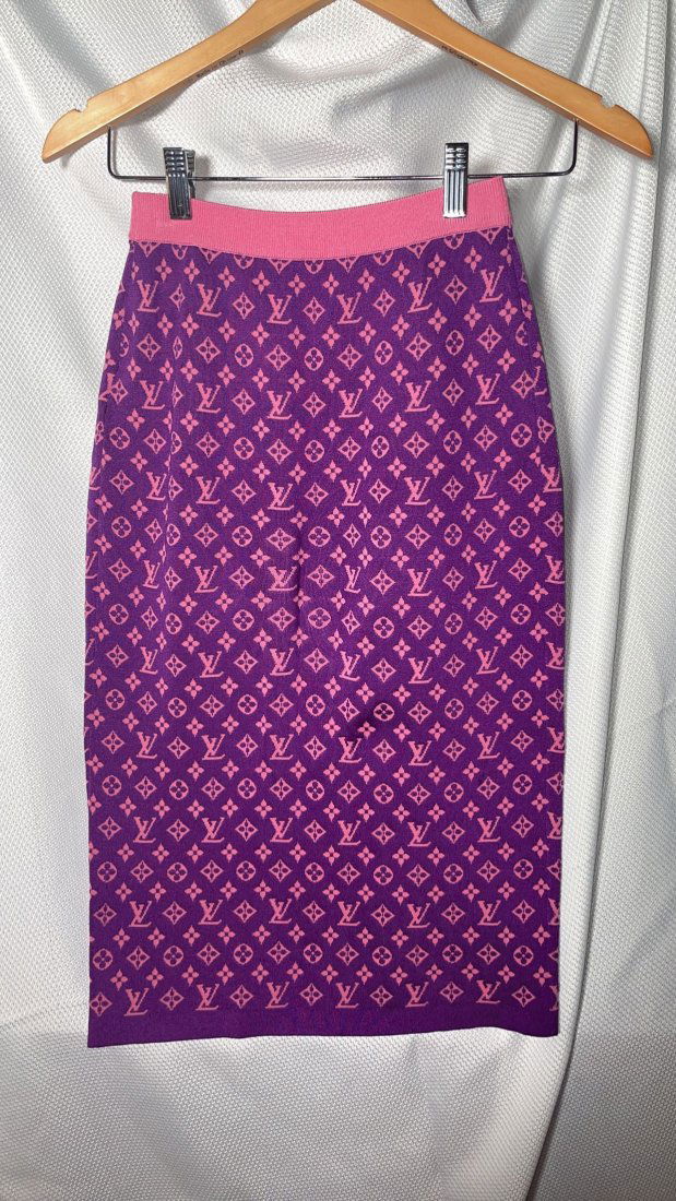Louis Vuitton Purple Monogram Casual Style Silk Nylon Blended Fabric Skirt Size XS (1 of 3)