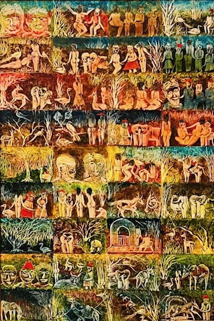 TASSADUQ SOHAIL (Pakistani, 1930-2017): TASSADUQ SOHAIL (b. Jalandhar, India, 1930) "36 stories" Signed and dated in English (lower left), oil on canvas, 36 x 24 in, EST: $3000 - $4000 Provenance: Private Collection Dubai, UAE