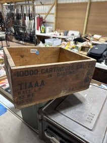 Vintage .22 Cal cartridge wood box 14x12x6