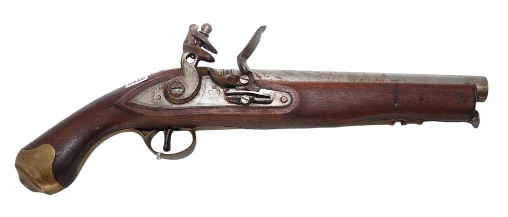 Flintlock Pistol: 2024-00101 (Antique) - not marked - Model:flintlock pistol - Serial #: - nsn - not marked - Pistol - "as is", normal wear and tear, Property being sold is not new! Dents, dings, scratches and other da