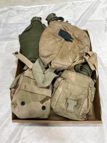 Four Military Canteens with Pouches