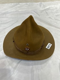 Brown Military Style Hat with Badge
