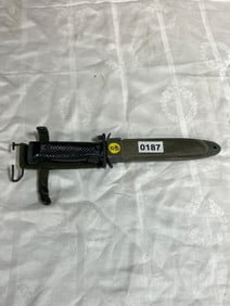 Military Knife With Sheath and Web Belt