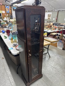 Wood Rifle Cabinet With Glass Door