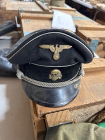 WWII-German Black SS Uniform Visor Hat