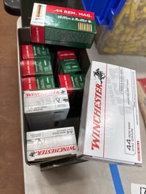 Handgun .44 REM Ammo in Metal Ammo Box