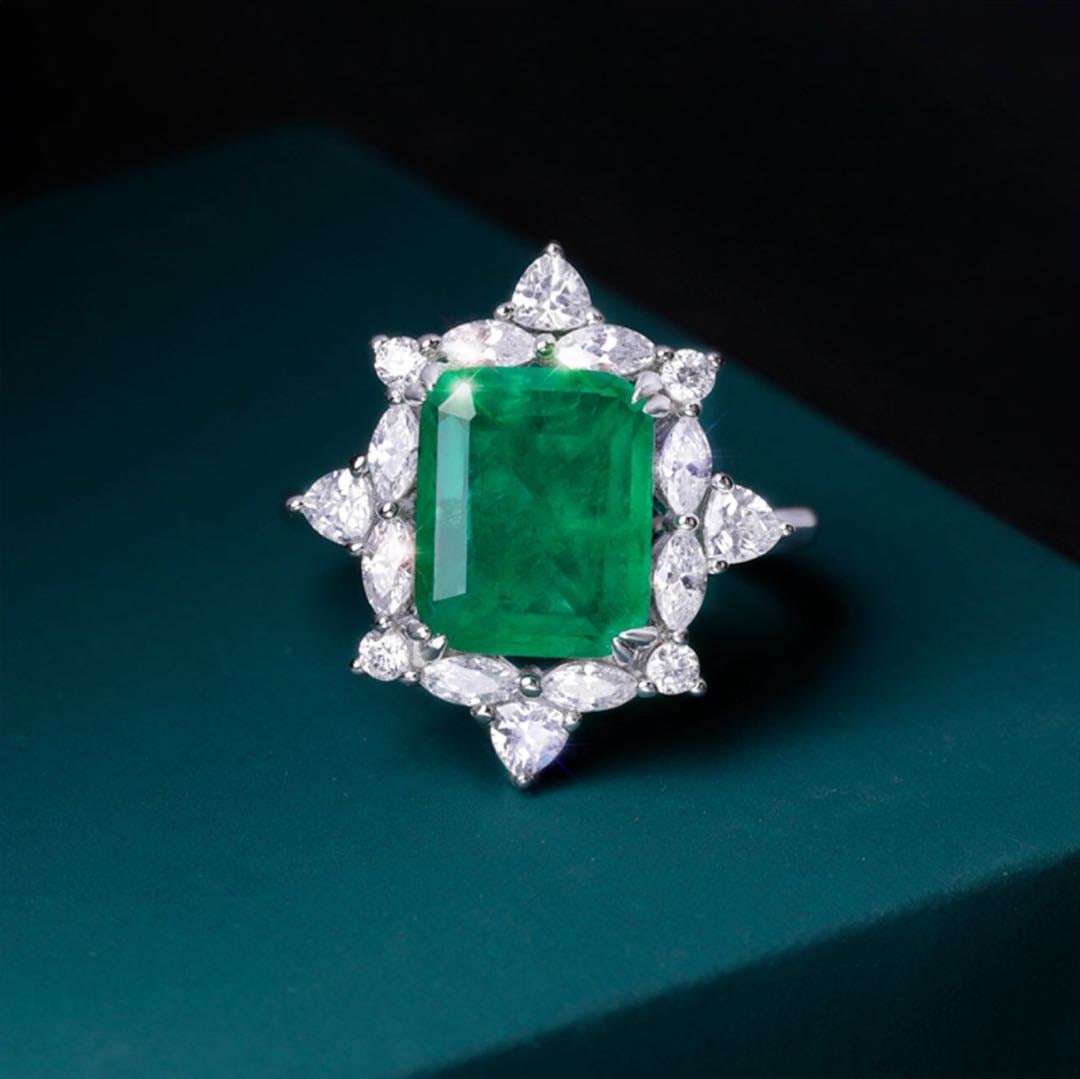 925 Silver Emerald Ring - 4