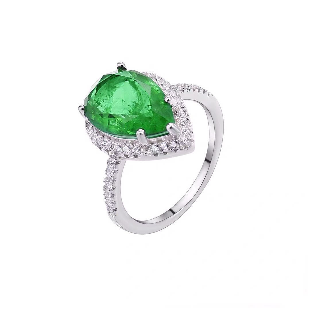 925 Silver Emerald Ring - 5