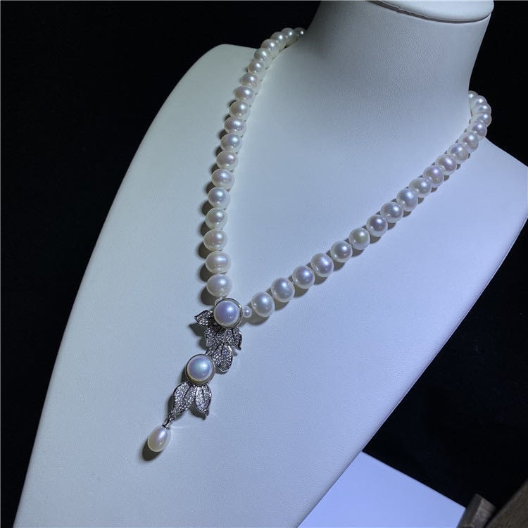 Natural Pearl Necklace 925 Silver Pendant: Natural Pearl Necklace 925 Silver Pendant ****** Metal: Natural Pearl / Color: White / Pearl Diameter 10mm, Necklace Length 45mm