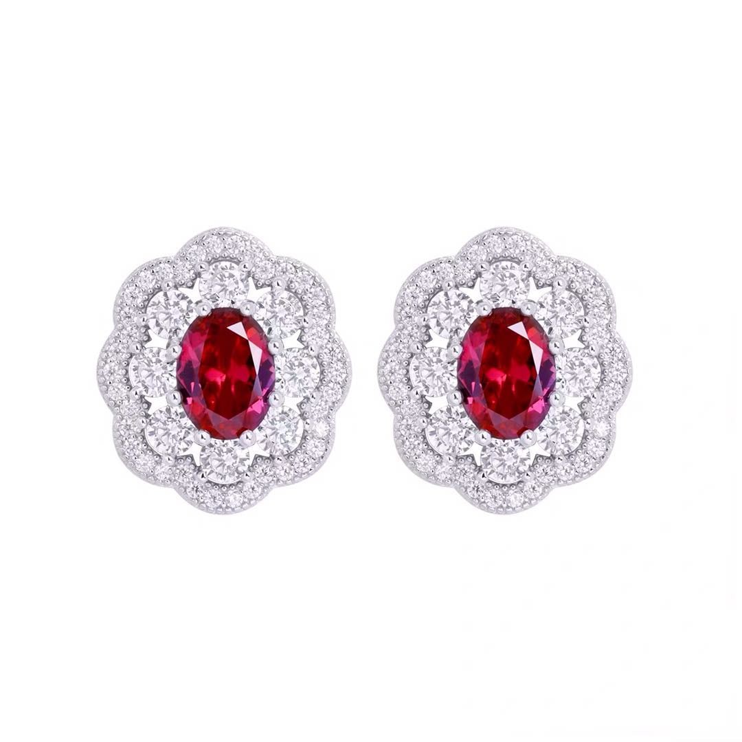 925 Silver Ruby Earrings - 4