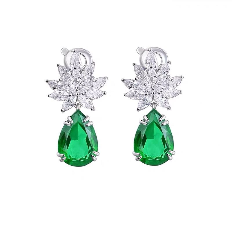 925 Silver Emerald Earrings: 925 Silver Emerald Earrings ****** Metal: 925 Silver / Main Stone: Emerald / Color: Green / Earring Size: 12*28mm