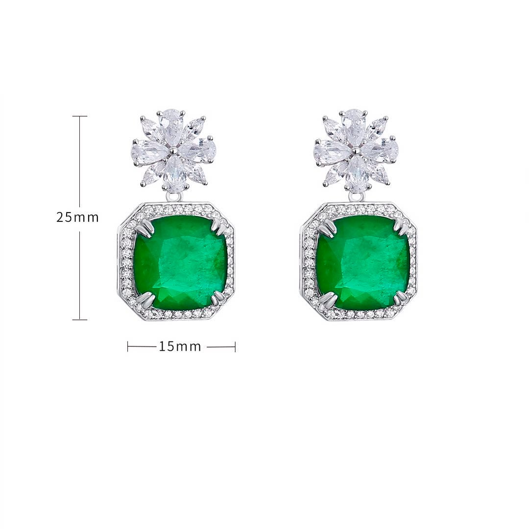 925 Silver Emerald Earrings - 4