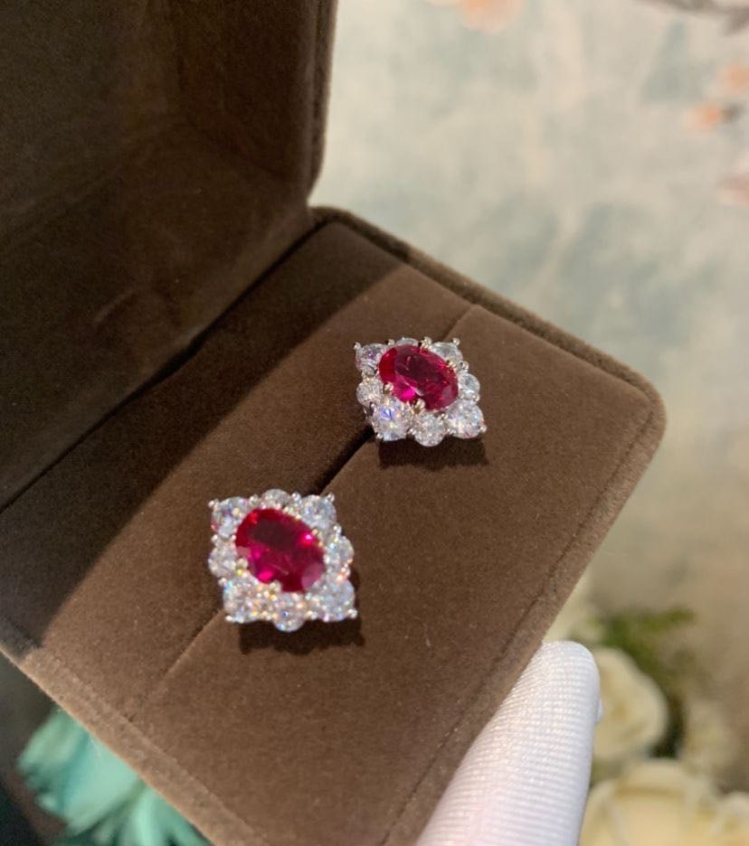 925 Silver Ruby Earrings - 2