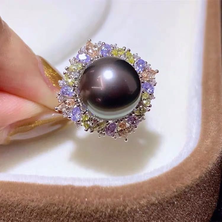 Tahitian Black Pearl 925 Silver Ring (1 of 3)