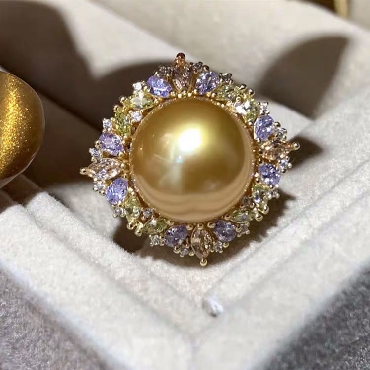 South Sea Golden Pearl 925 Silver Ring (1 of 3)