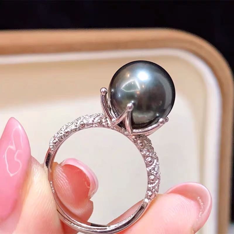 Tahitian Black Pearl 925 Silver Ring (1 of 4)