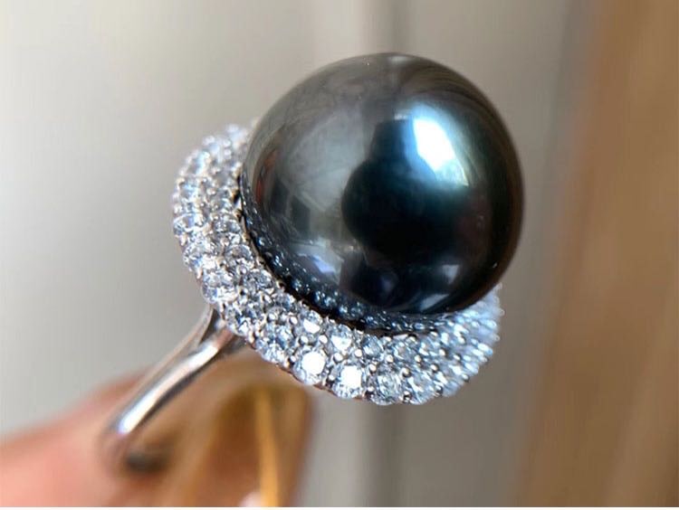 Tahitian Black Pearl 925 Silver Ring (1 of 3)