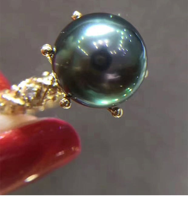 Tahitian Black Pearl 925 Silver Ring (1 of 3)