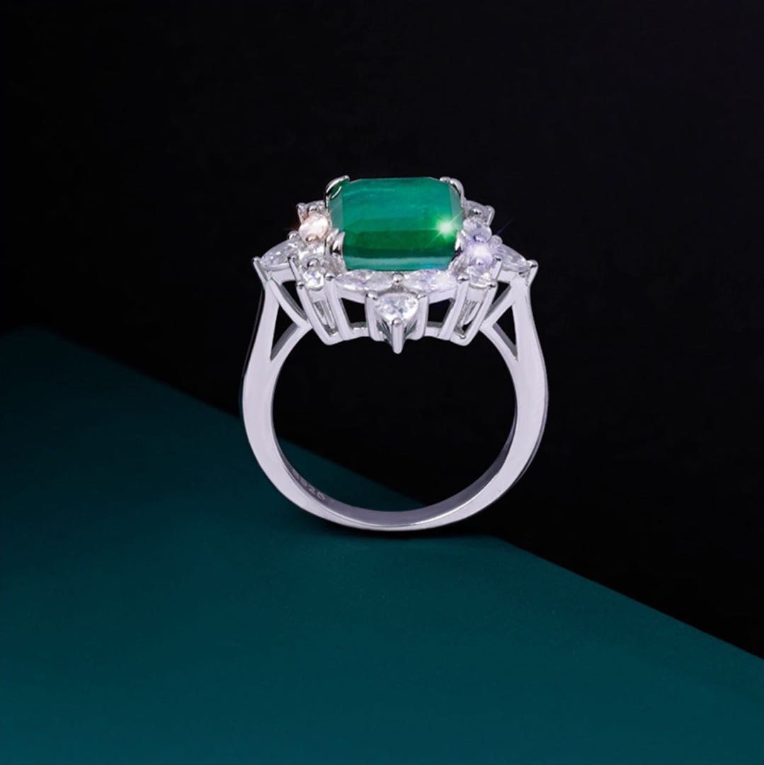 925 Silver Emerald Ring - 5