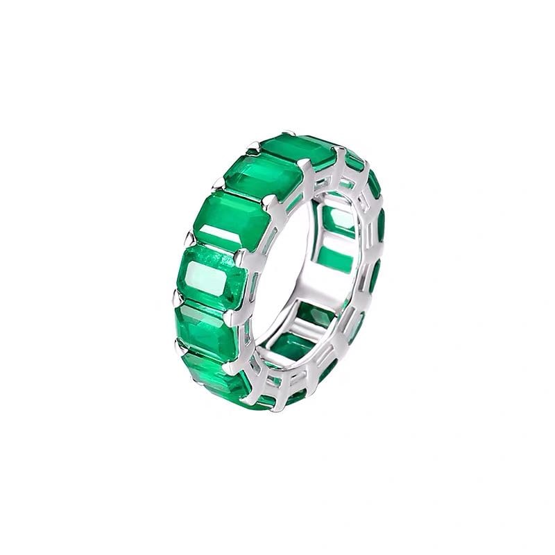 925 Silver Emerald Ring - 5