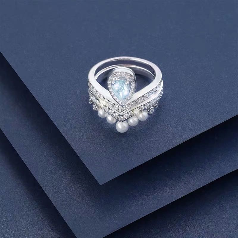 925 Silver Topaz Pearl Ring: 925 Silver Topaz Pearl Ring ****** Metal: 925 Silver / Main Stone: Topaz / Color: Blue / Main Stone Size: 8*10mm / Size: 17*22mm