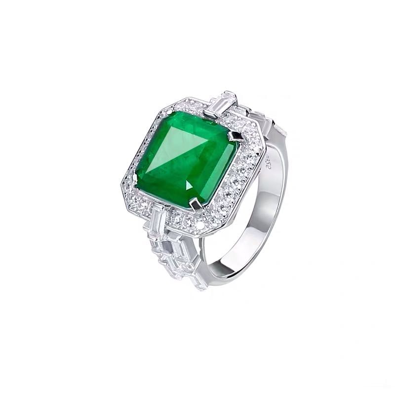 925 Silver Emerald Ring - 4
