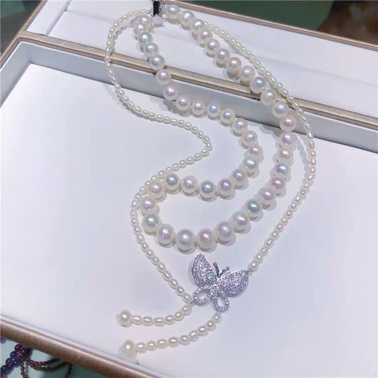 Natural Pearl Necklace 925 Silver Pendant (1 of 3)