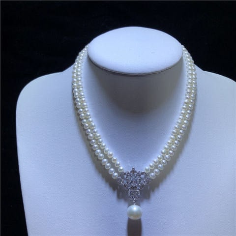 Natural Pearl Necklace 925 Silver Pendant (1 of 4)