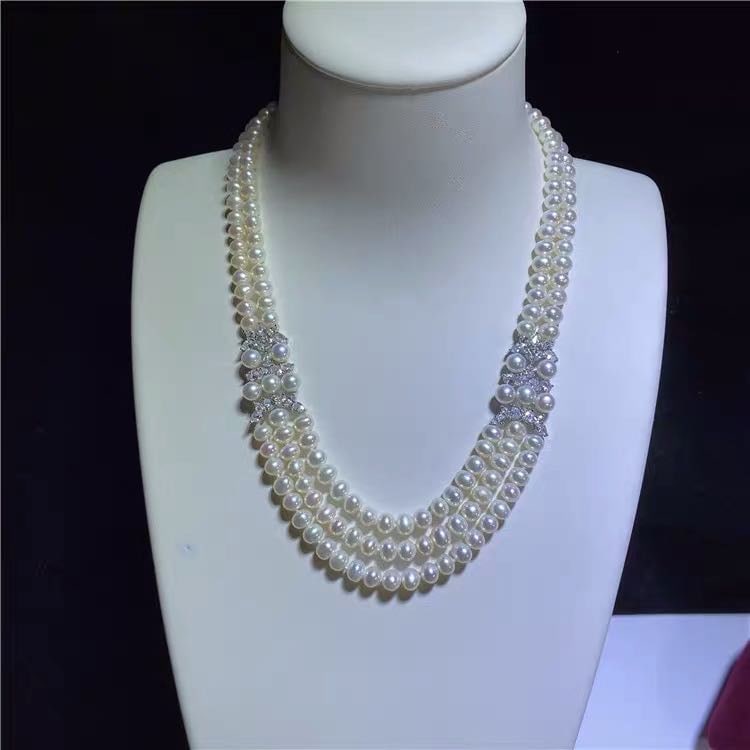 Natural Pearl Necklace 925 Silver Pendant (1 of 3)