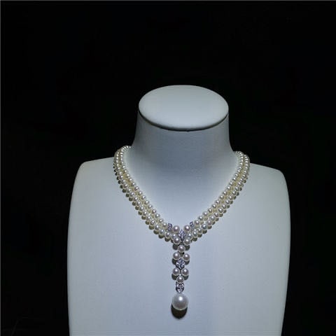 Natural Pearl Necklace 925 Silver Pendant (1 of 4)