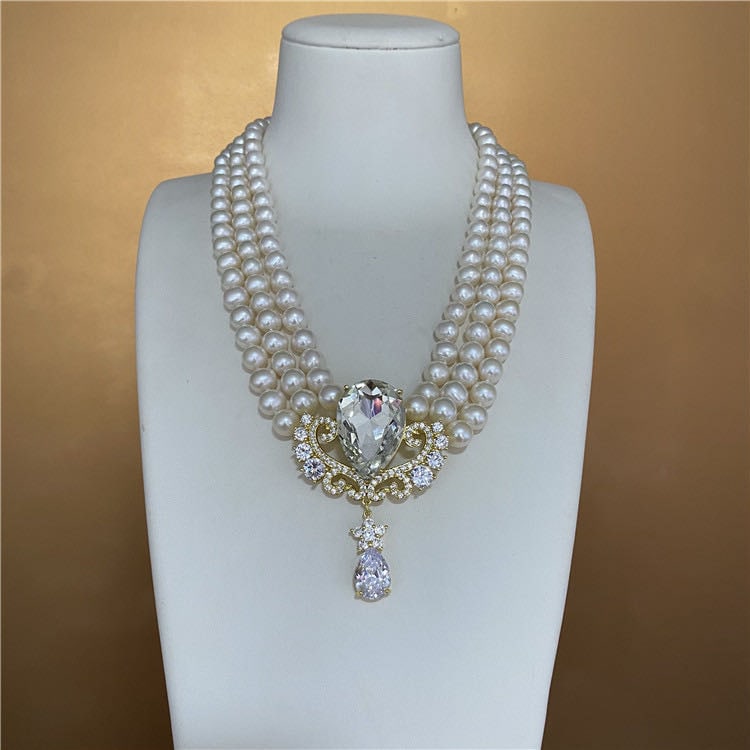 Natural Pearl Necklace 925 Silver Pendant (1 of 3)