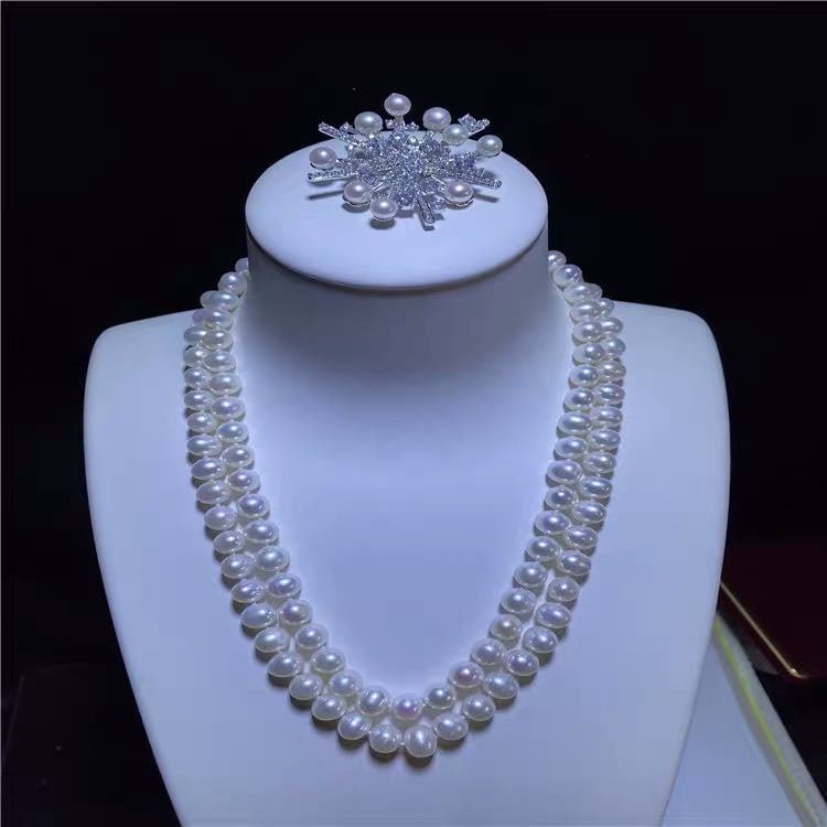 Natural Pearl Necklace 925 Silver Pendant (1 of 3)