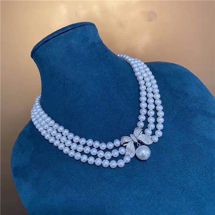 Natural Pearl Necklace 925 Silver Pendant (1 of 3)