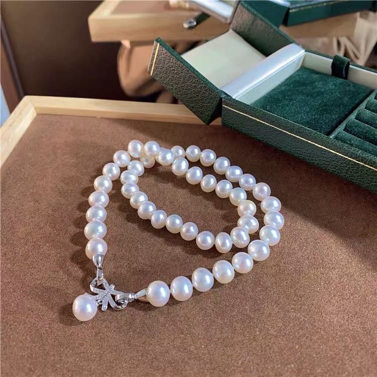 Natural Pearl Necklace 925 Silver Pendant (1 of 5)