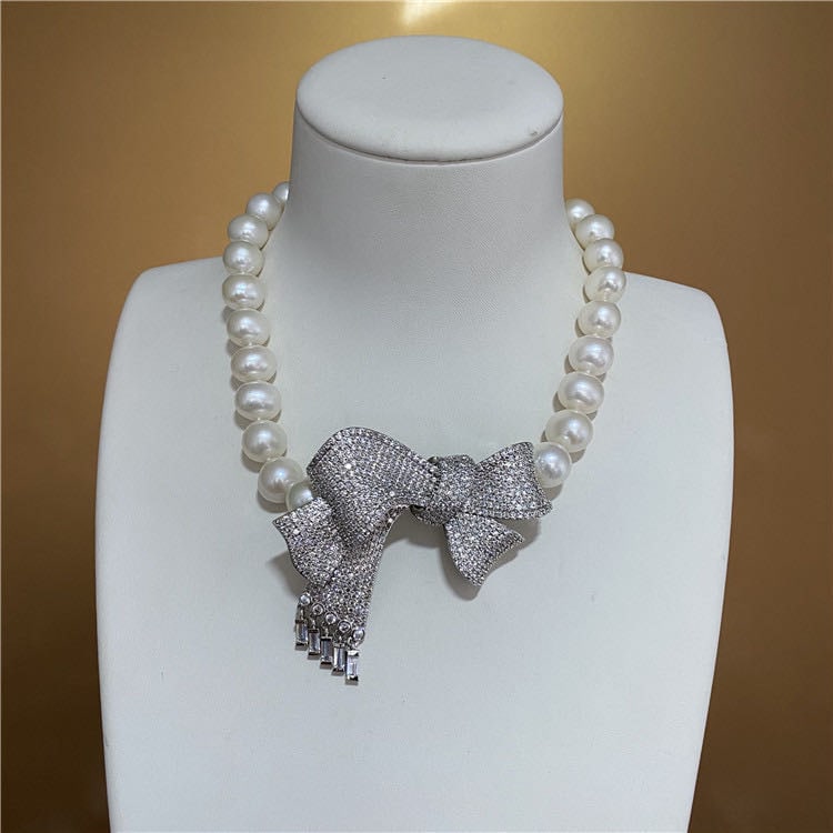 Natural Pearl Necklace 925 Silver Pendant (1 of 3)