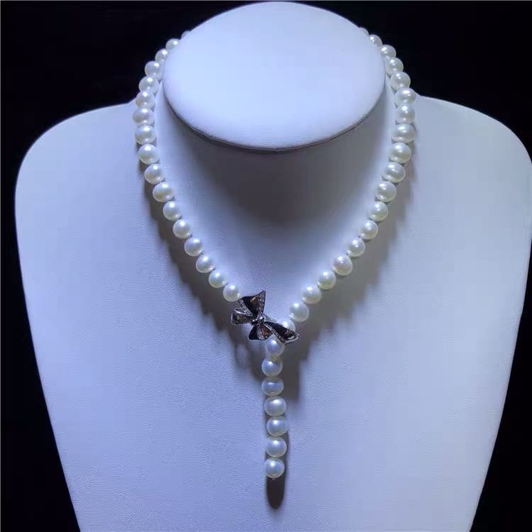 Natural Pearl Necklace 925 Silver Pendant (1 of 3)
