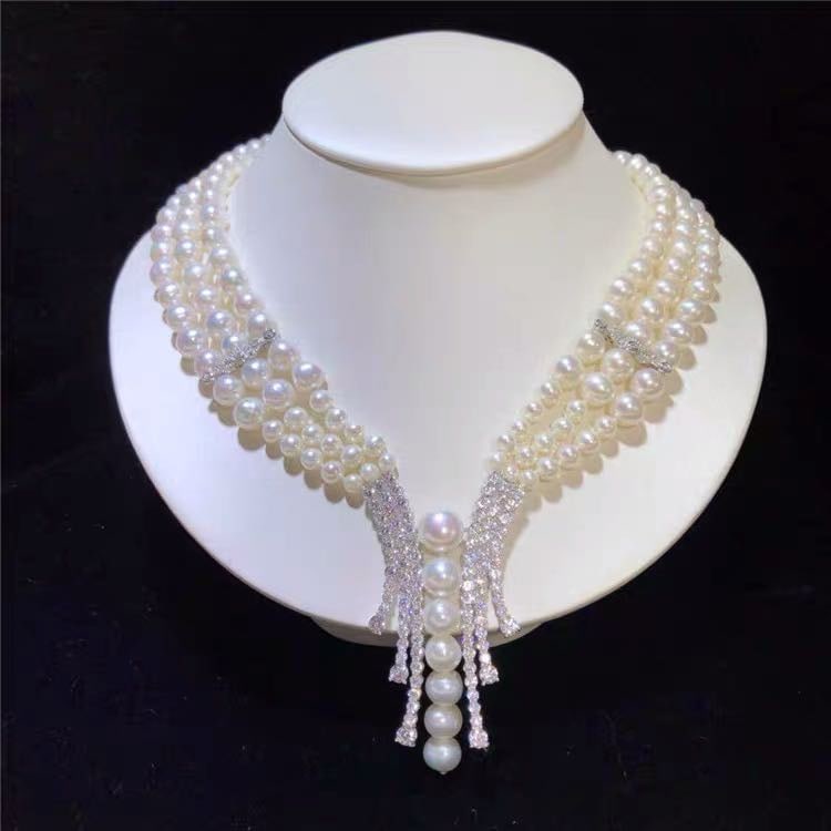 Natural Pearl Necklace 925 Silver Pendant (1 of 4)