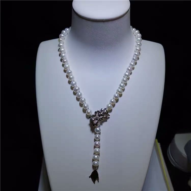 Natural Pearl Necklace 925 Silver Pendant (1 of 4)