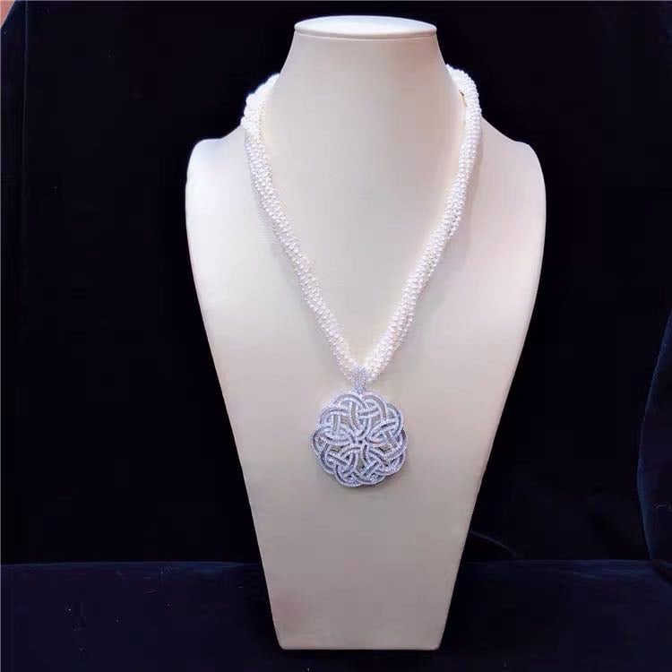 Natural Pearl Necklace 925 Silver Pendant (1 of 3)