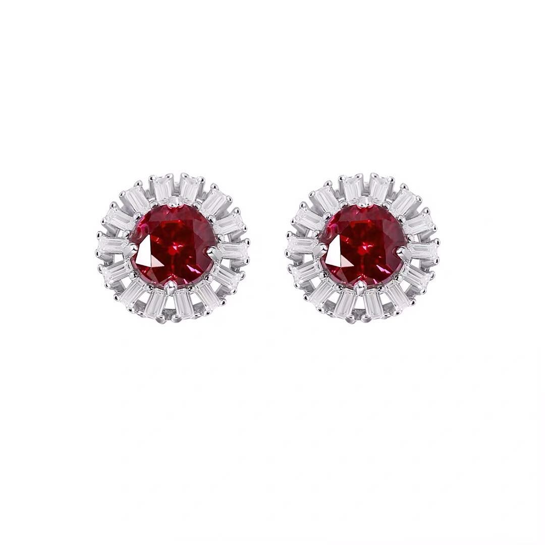 925 Silver Ruby Earrings - 4