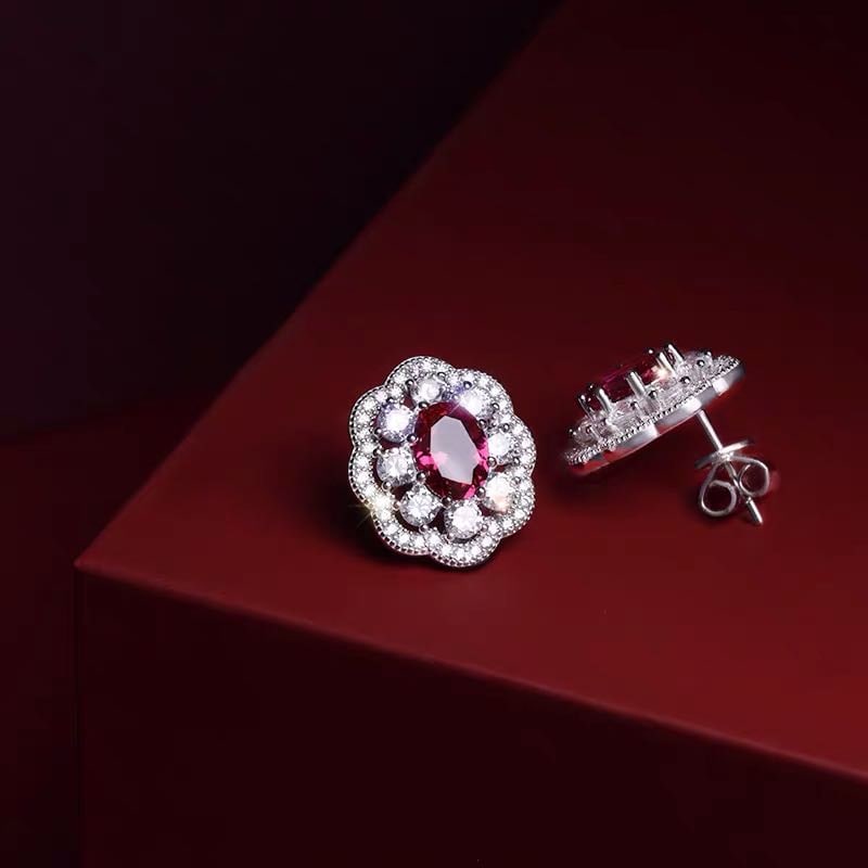 925 Silver Ruby Earrings - 3