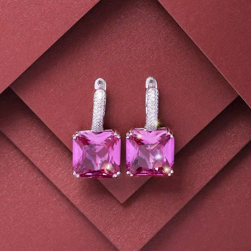 925 Silver Pink Gem Earrings (1 of 4)