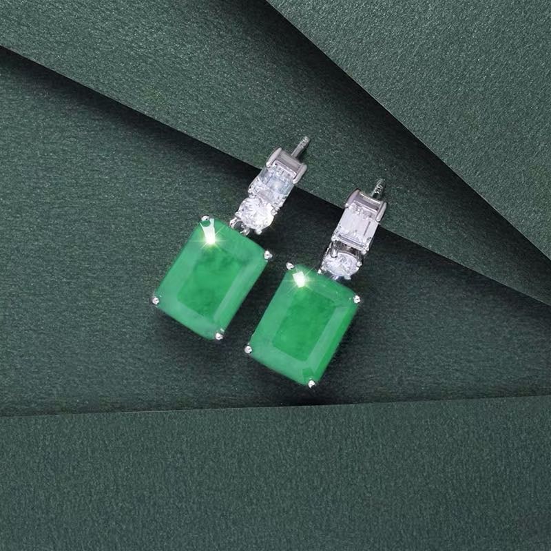 925 Silver Emerald Earrings - 2